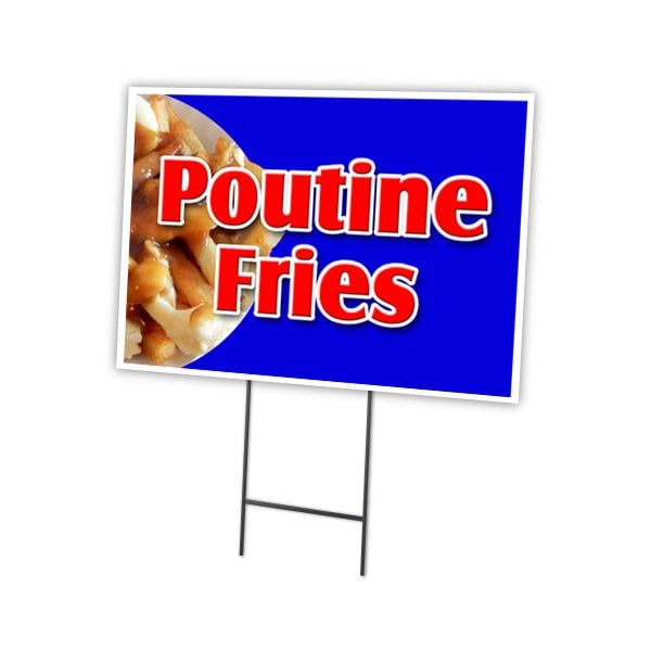 Poutine Fries Yard Sign & Stake outdoor plastic coroplast window, C-1216-DS-Poutine Fries